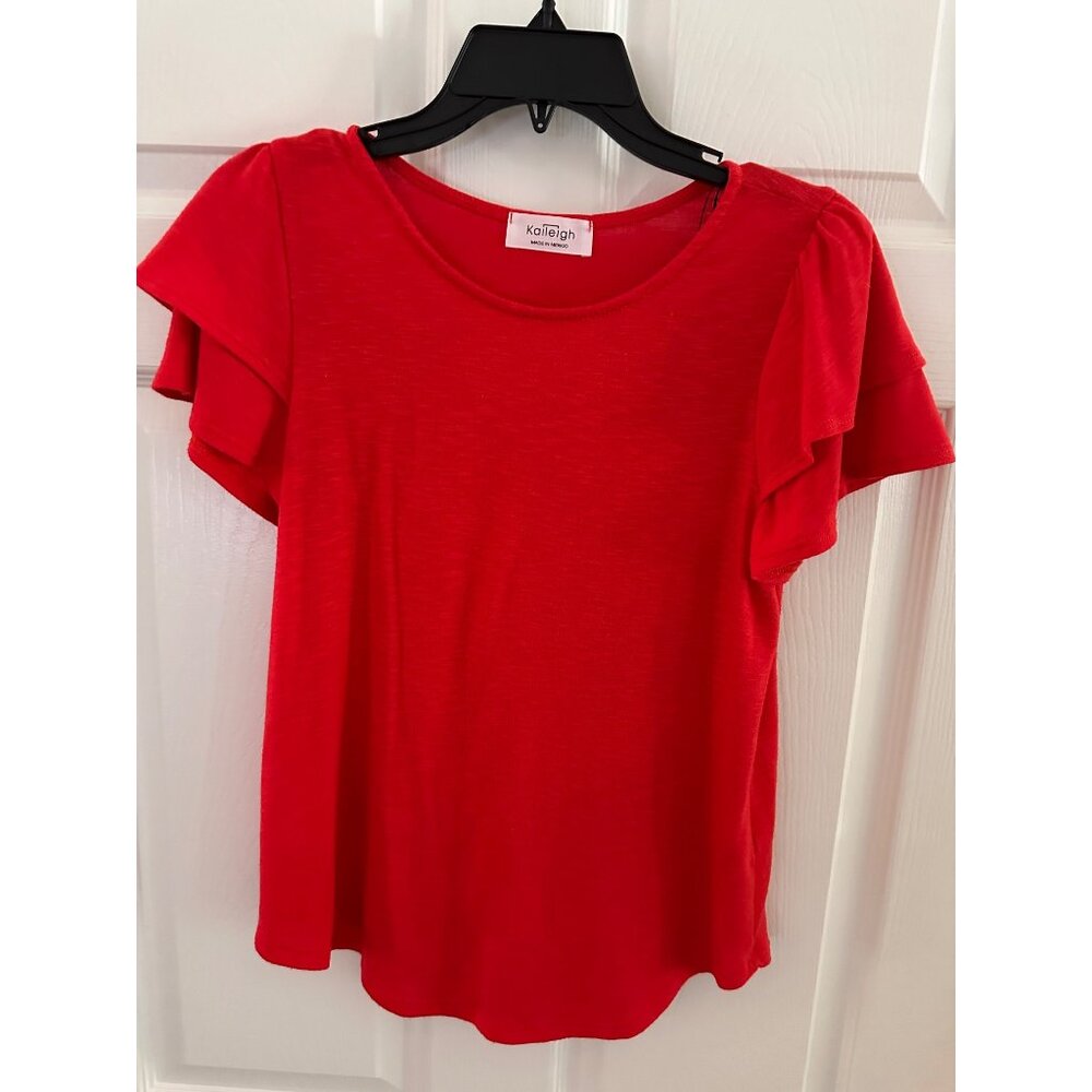 Kaleigh Red Ruffle Sleeve Blouse Size Small